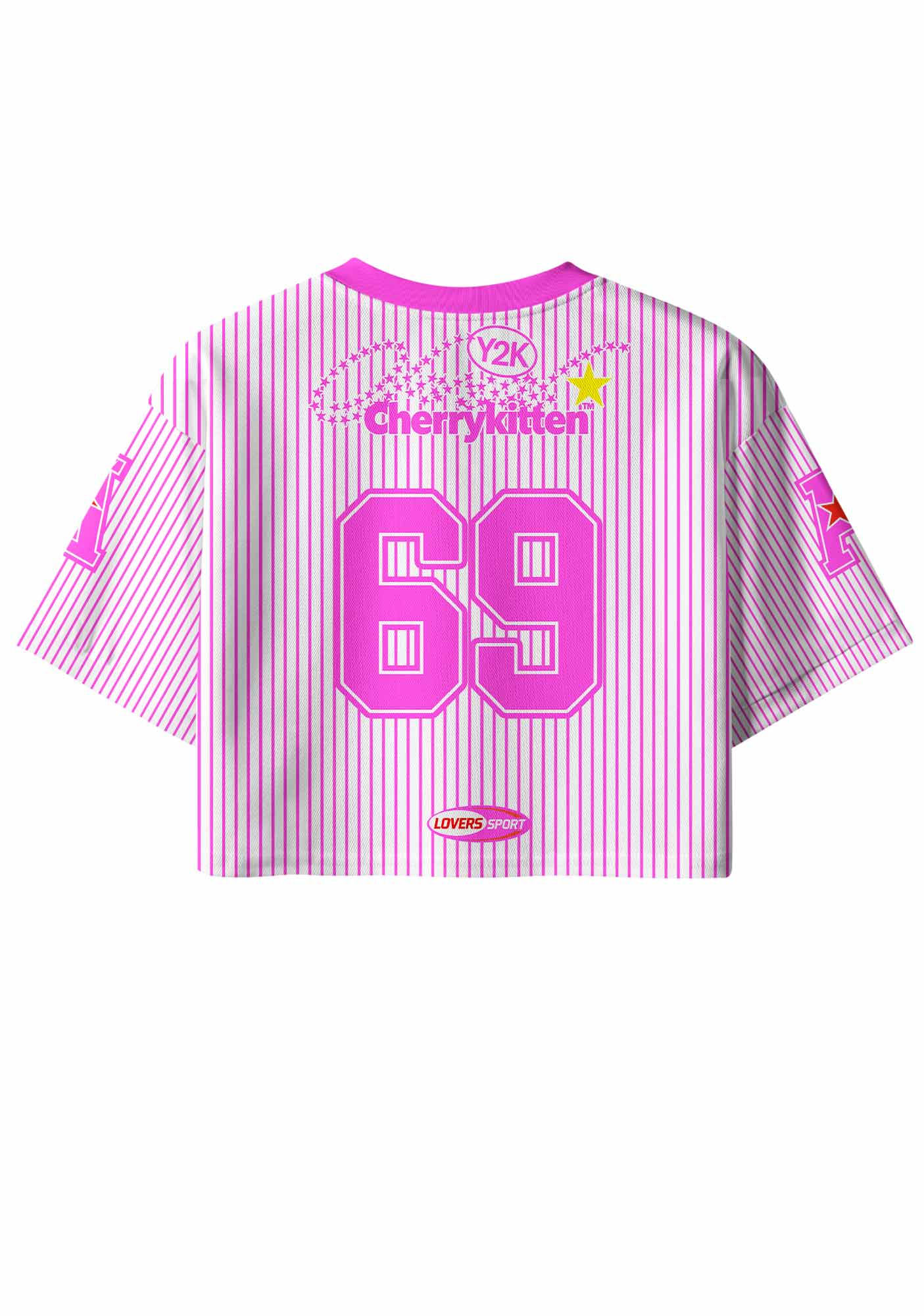 Kiss More Girls Pink Stripes Pride Y2K Crop Sport Jersey Shirts Cherrykitten