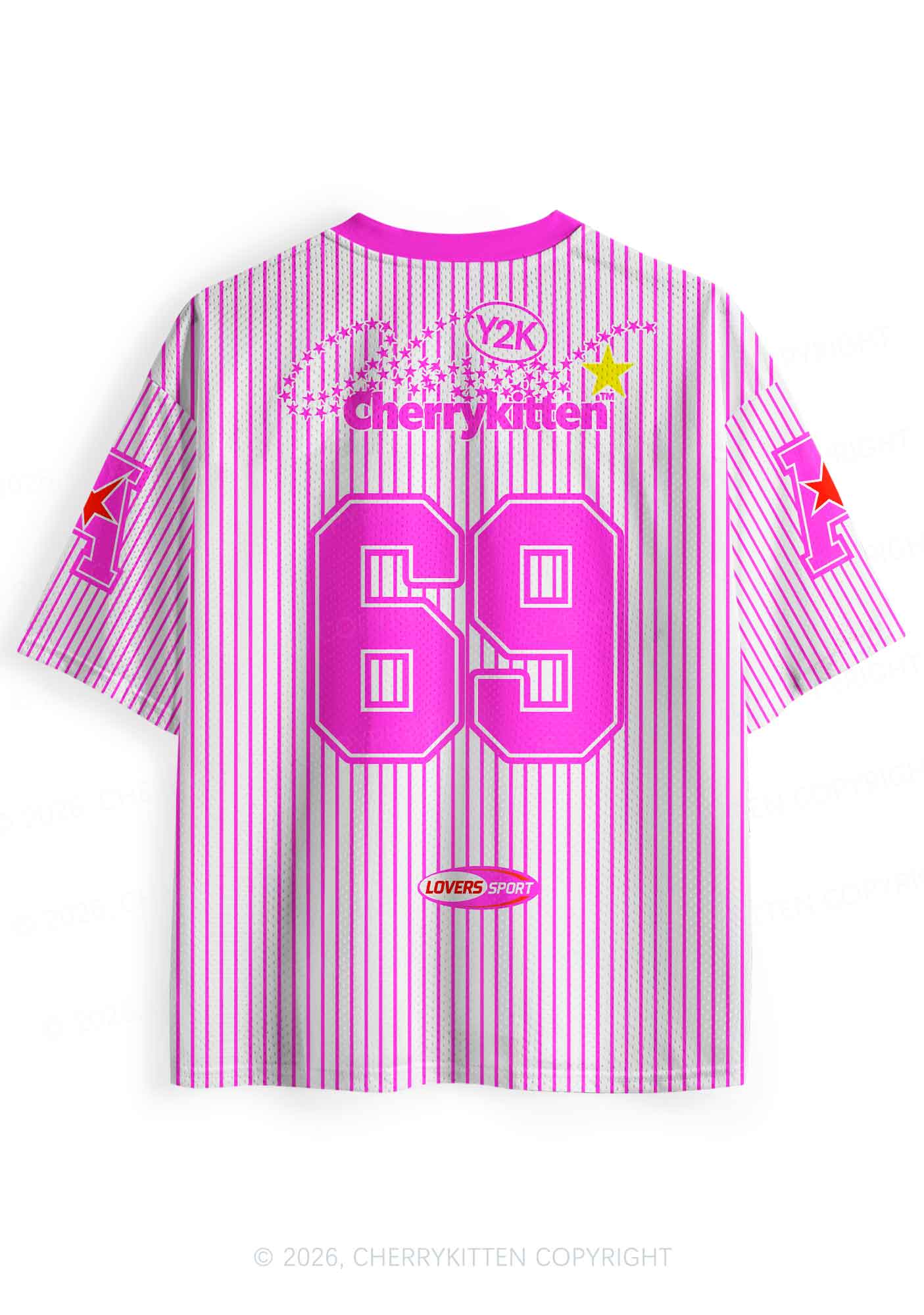 Kiss More Girls Pink Stripes Pride Y2K Sport Jersey Shirts Cherrykitten