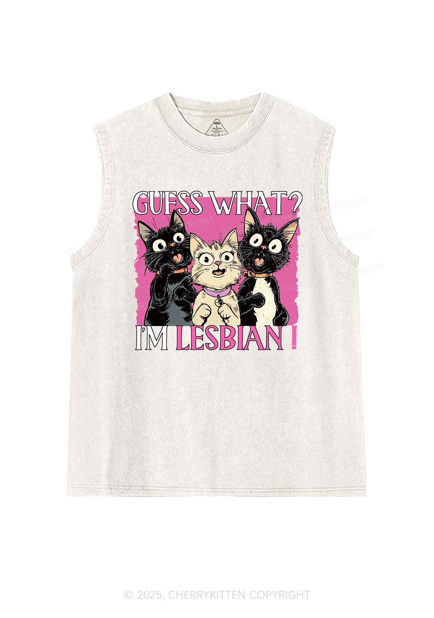 Im Lesbian Cat Pride Y2K Washed Muscle Tank Cherrykitten