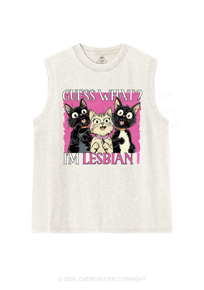 Im Lesbian Cat Pride Y2K Washed Muscle Tank Cherrykitten