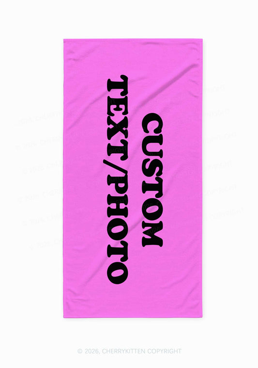 Custom Personalized Text Y2K Beach Towel Cherrykitten