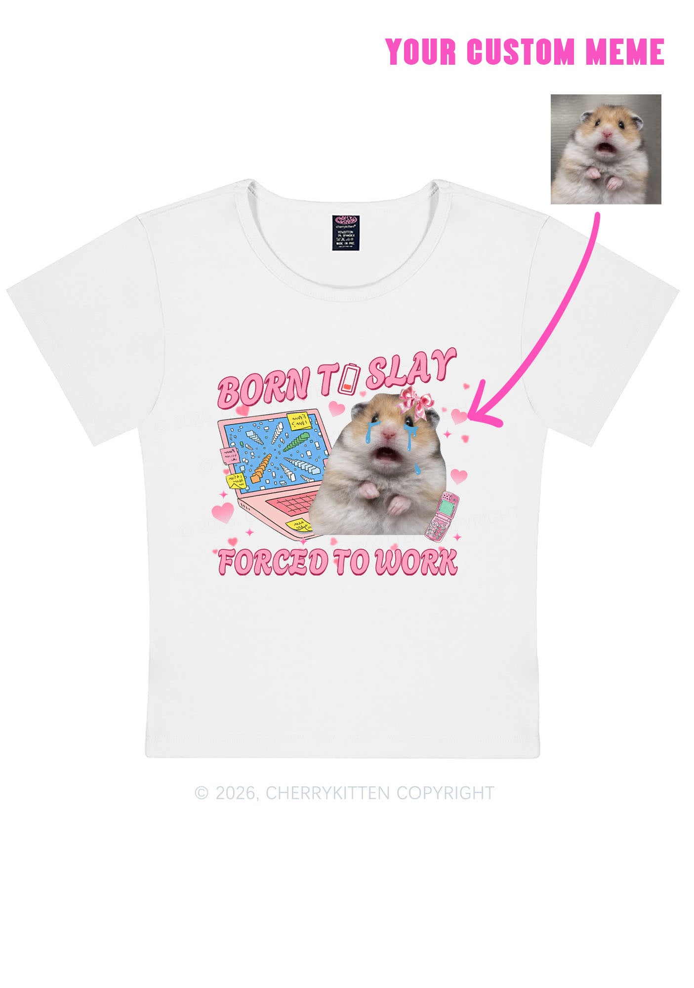 Custom Meme Born To Slay Y2K Baby Tee Cherrykitten