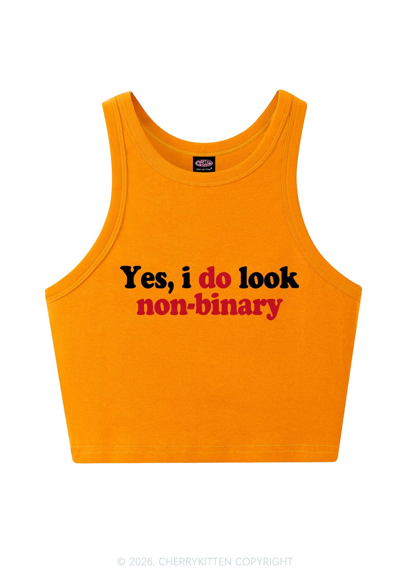 I Do Look Nonbinary Pride Y2K Crop Tank Top Cherrykitten
