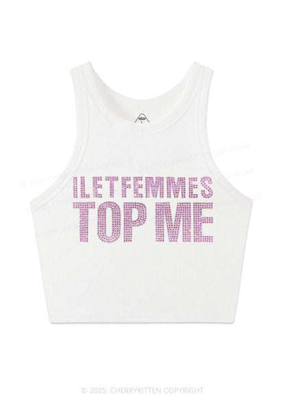 Rhinestone I Let Femmes Top Me Pride Y2K Crop Tank Top Cherrykitten