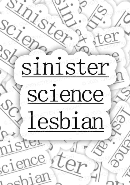 Sinister Science Lesbian Pride 1Pc Y2K Sticker Cherrykitten