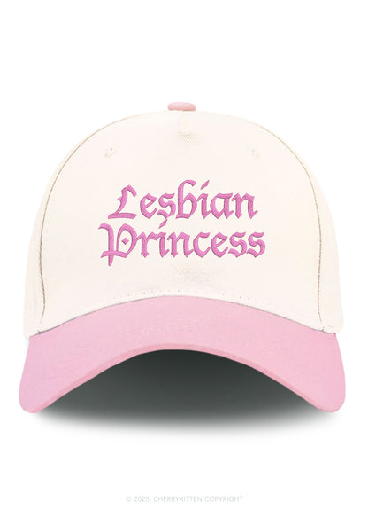 Embroidered Lesbian Princess Pride Y2K Color Block Baseball Cap Cherrykitten