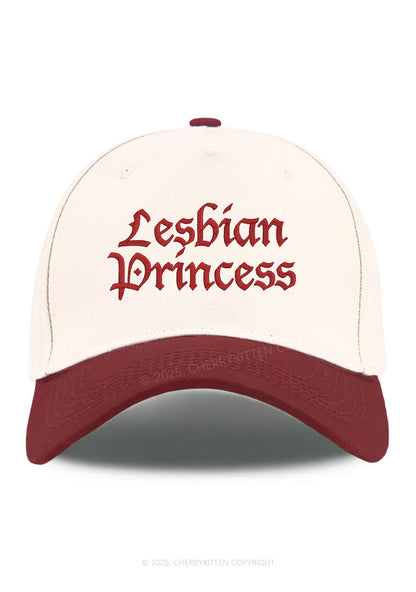 Embroidered Lesbian Princess Pride Y2K Color Block Baseball Cap Cherrykitten