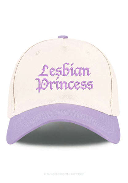 Embroidered Lesbian Princess Pride Y2K Color Block Baseball Cap Cherrykitten
