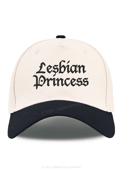 Embroidered Lesbian Princess Pride Y2K Color Block Baseball Cap Cherrykitten