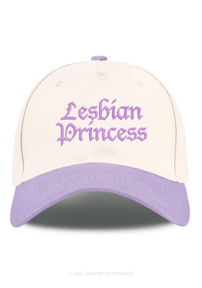Embroidered Lesbian Princess Pride Y2K Color Block Baseball Cap Cherrykitten