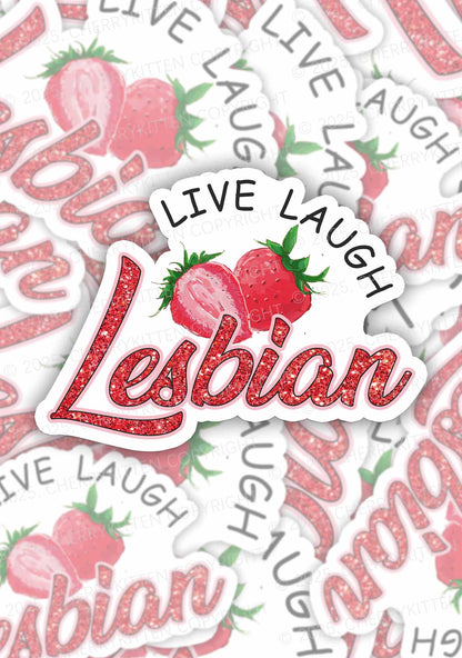 Live Laugh Lesbian Pride 1Pc Y2K Sticker Cherrykitten