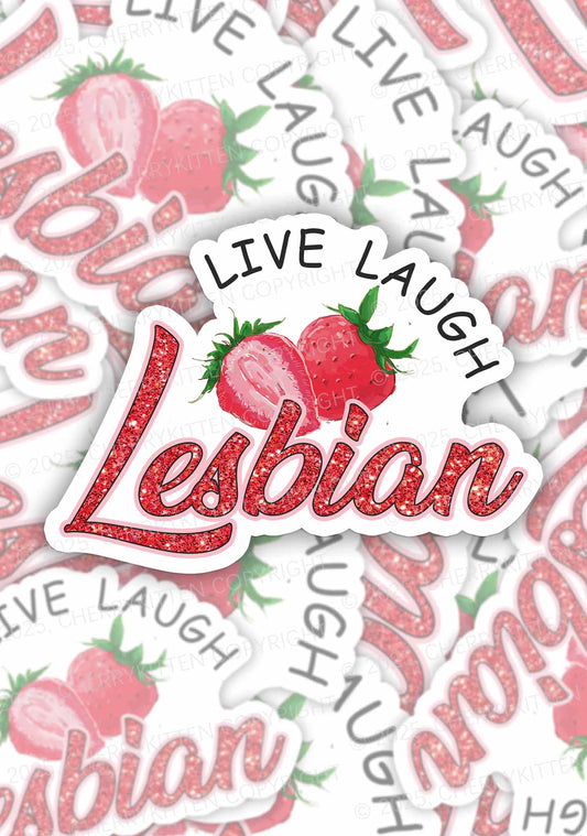 Live Laugh Lesbian Pride 1Pc Y2K Sticker Cherrykitten