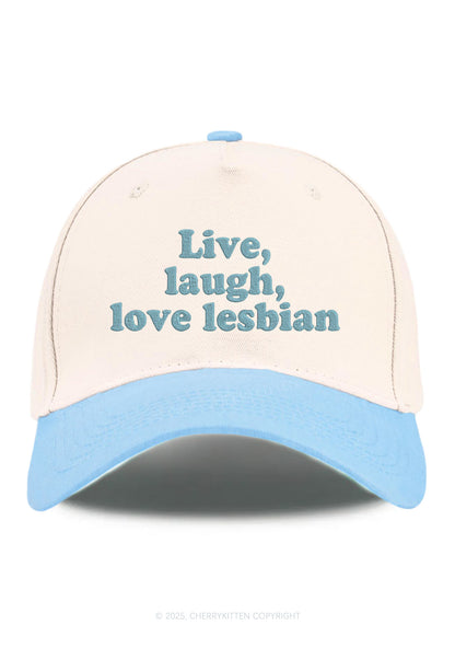 Embroidered Live Laugh Lesbian Pride Y2K Color Block Baseball Cap Cherrykitten