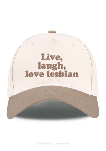 Embroidered Live Laugh Lesbian Pride Y2K Color Block Baseball Cap Cherrykitten