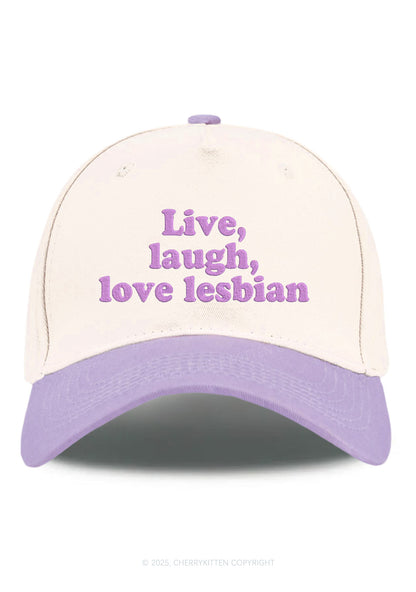 Embroidered Live Laugh Lesbian Pride Y2K Color Block Baseball Cap Cherrykitten