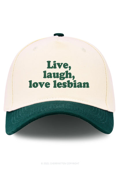 Embroidered Live Laugh Lesbian Pride Y2K Color Block Baseball Cap Cherrykitten