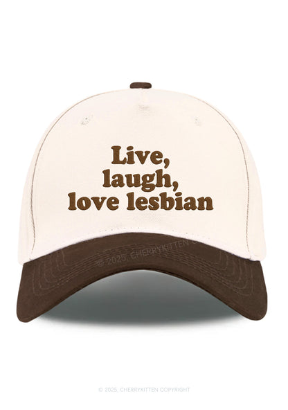 Embroidered Live Laugh Lesbian Pride Y2K Color Block Baseball Cap Cherrykitten