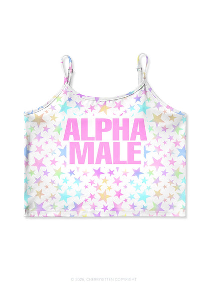 Pastel Star Alpha Male Y2K Print Cami Crop Top Cherrykitten