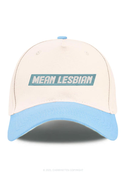 Embroidered Mean Lesbian Pride Y2K Color Block Baseball Cap Cherrykitten