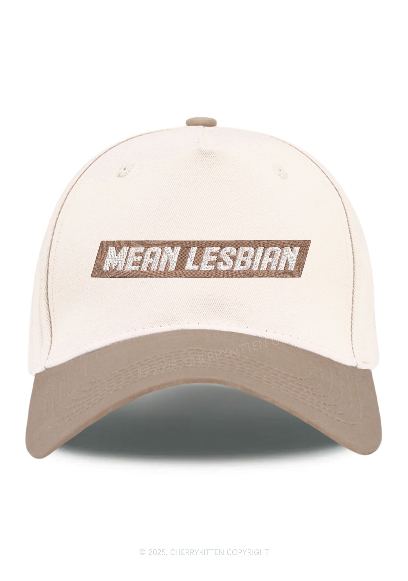 Embroidered Mean Lesbian Pride Y2K Color Block Baseball Cap Cherrykitten