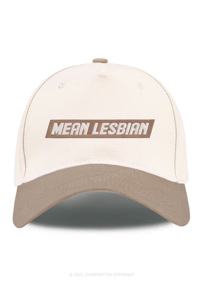Embroidered Mean Lesbian Pride Y2K Color Block Baseball Cap Cherrykitten