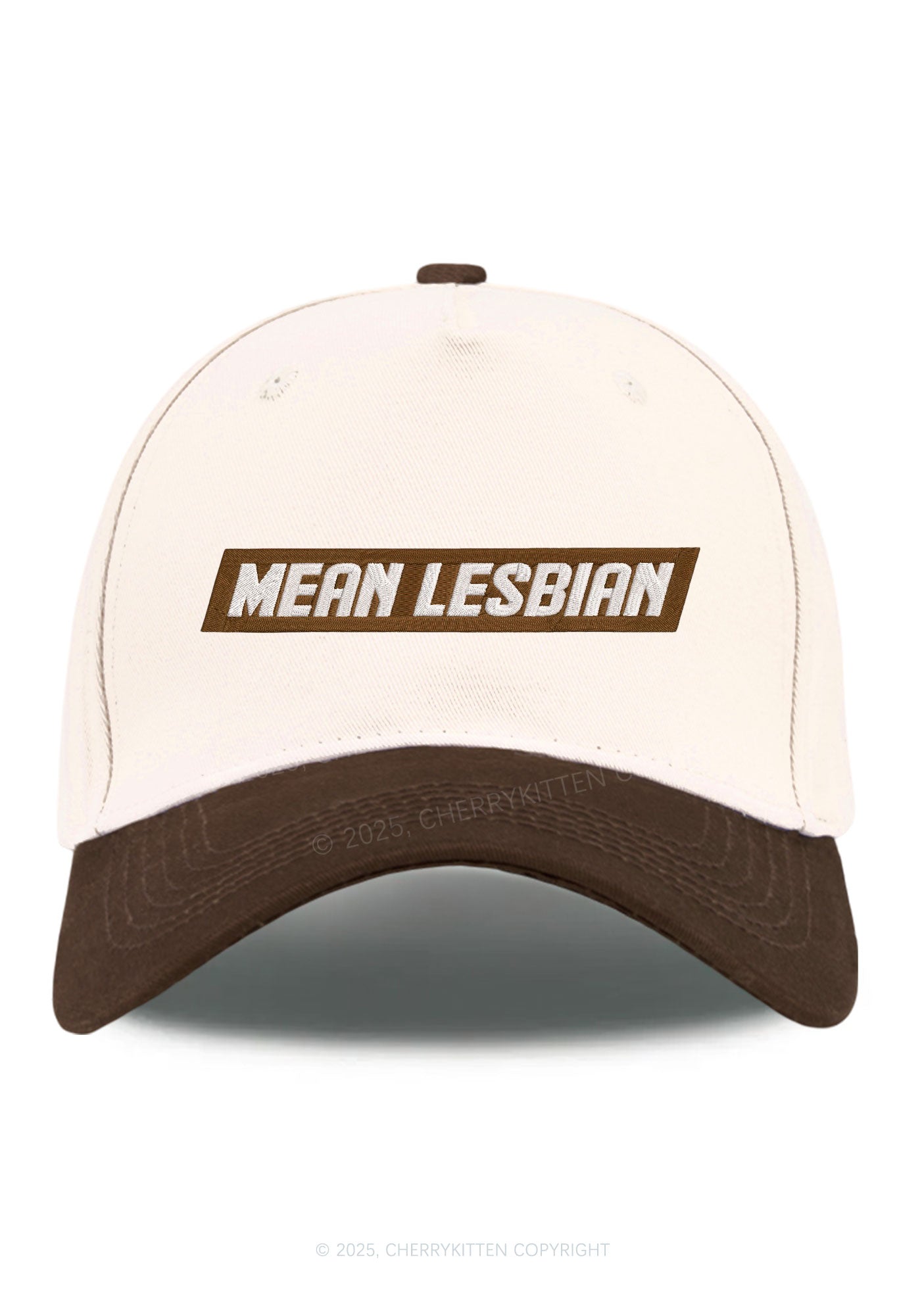 Embroidered Mean Lesbian Pride Y2K Color Block Baseball Cap Cherrykitten
