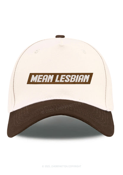 Embroidered Mean Lesbian Pride Y2K Color Block Baseball Cap Cherrykitten