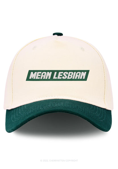 Embroidered Mean Lesbian Pride Y2K Color Block Baseball Cap Cherrykitten