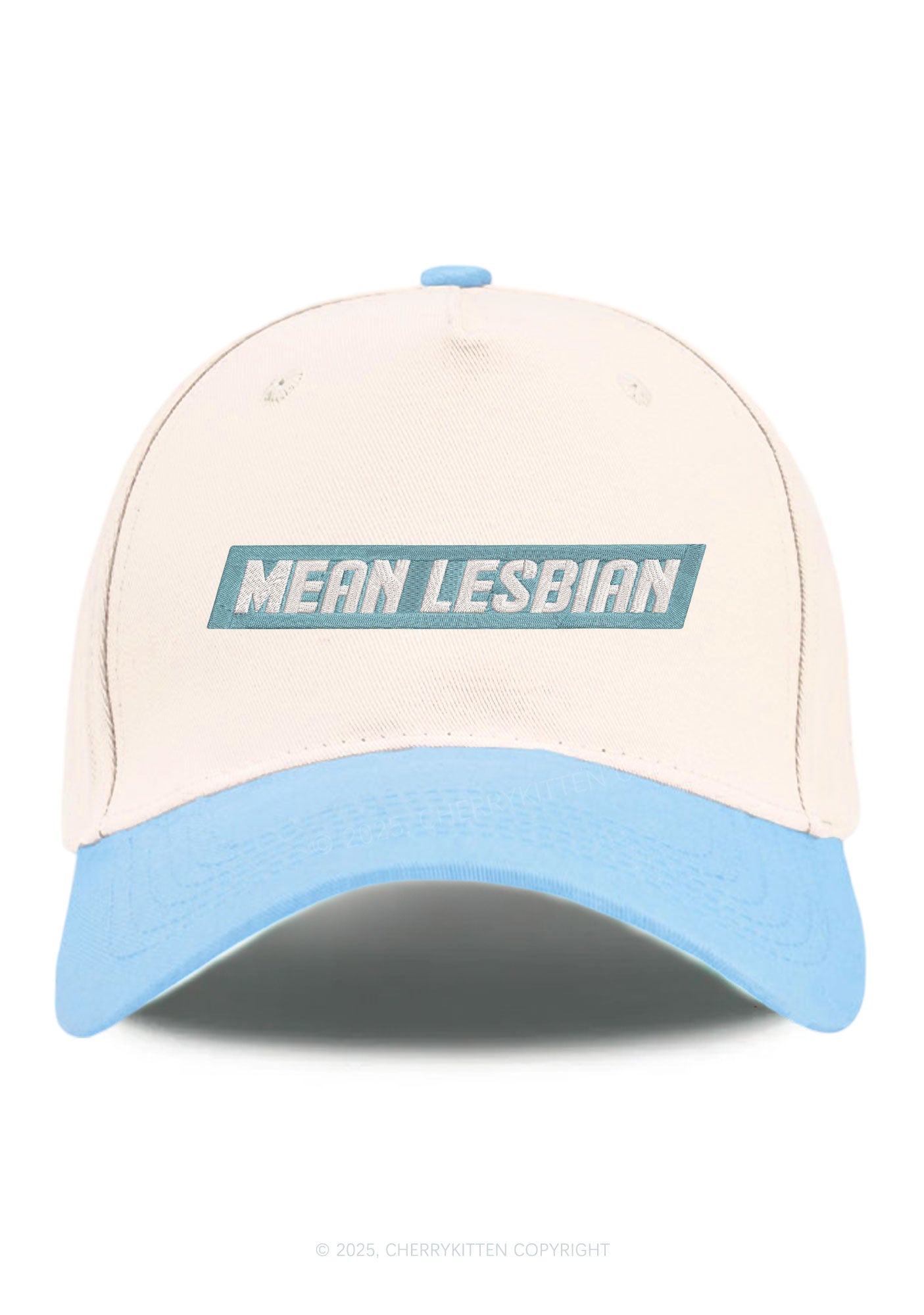 Embroidered Mean Lesbian Pride Y2K Color Block Baseball Cap Cherrykitten
