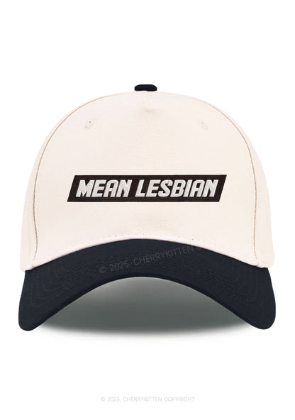 Embroidered Mean Lesbian Pride Y2K Color Block Baseball Cap Cherrykitten