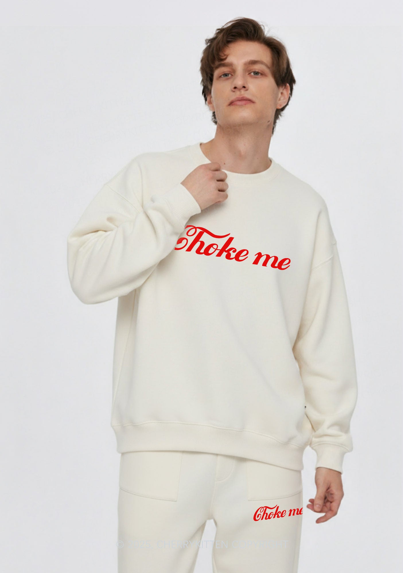 Choke Me Y2K Fleece Sweatshirts Set Cherrykitten