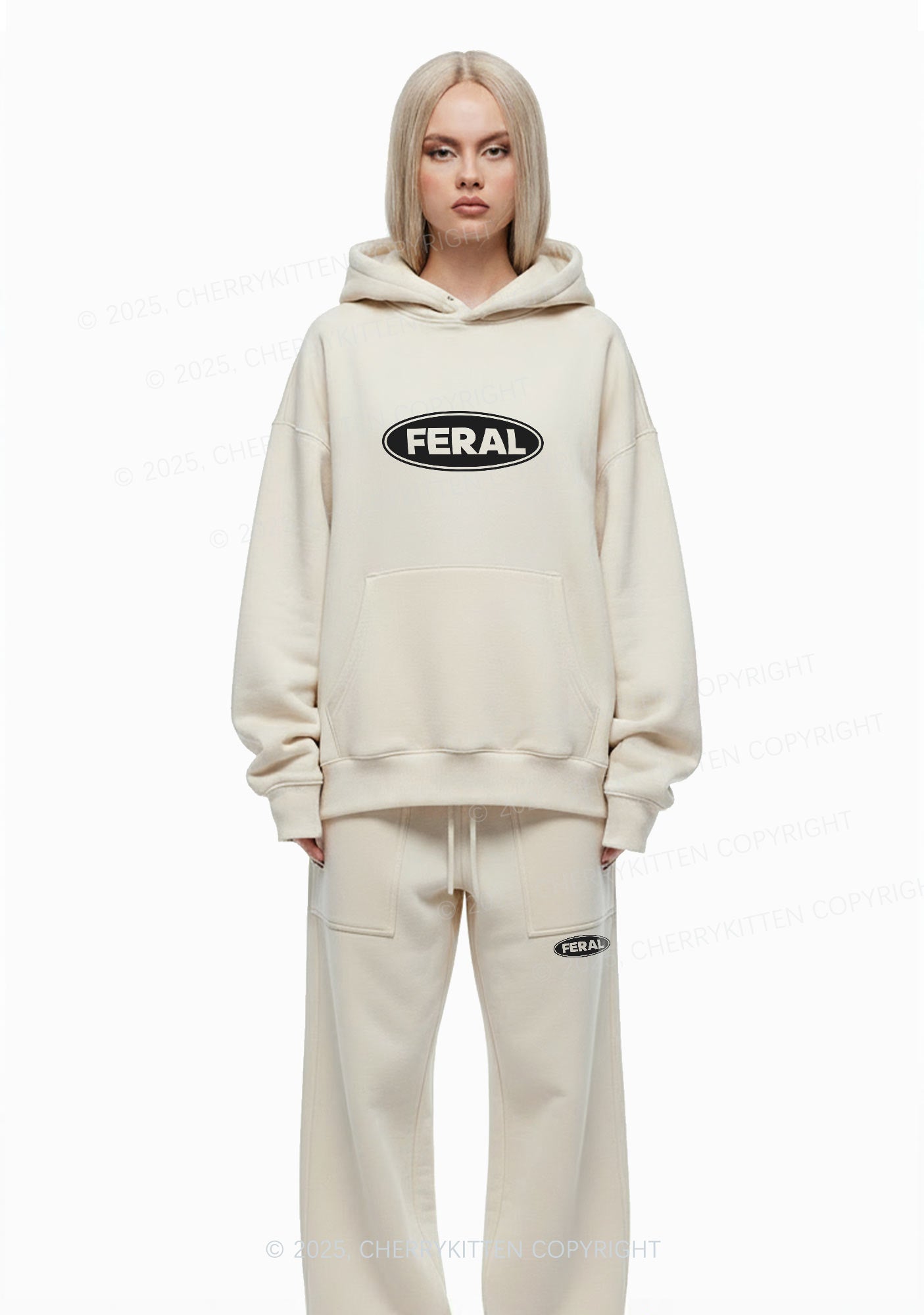 Feral Y2K Fleece Hoodie Set Cherrykitten