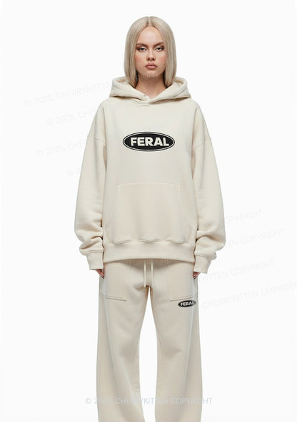 Feral Y2K Fleece Hoodie Set Cherrykitten