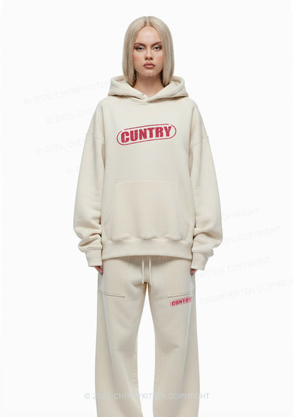 Cuntry Y2K Fleece Hoodie Set Cherrykitten
