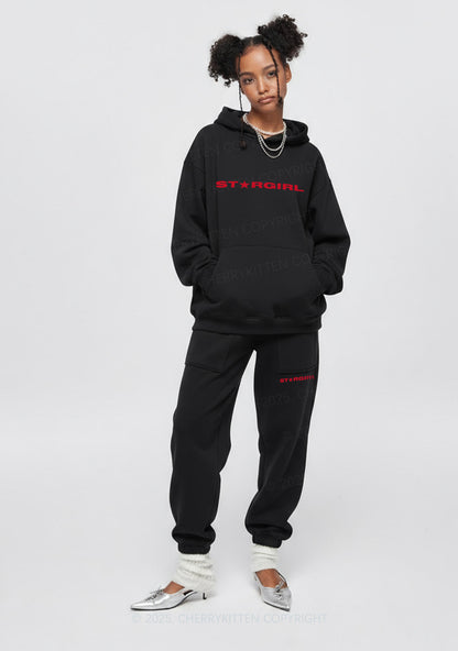 Red Stargirl Y2K Fleece Hoodie Set Cherrykitten