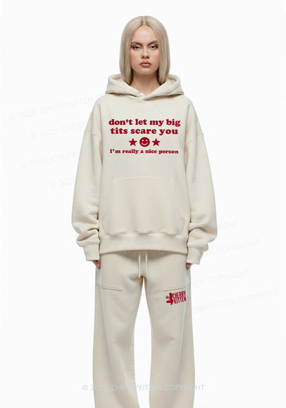 Dont Let My Big Txts Scare You Y2K Fleece Hoodie Set Cherrykitten