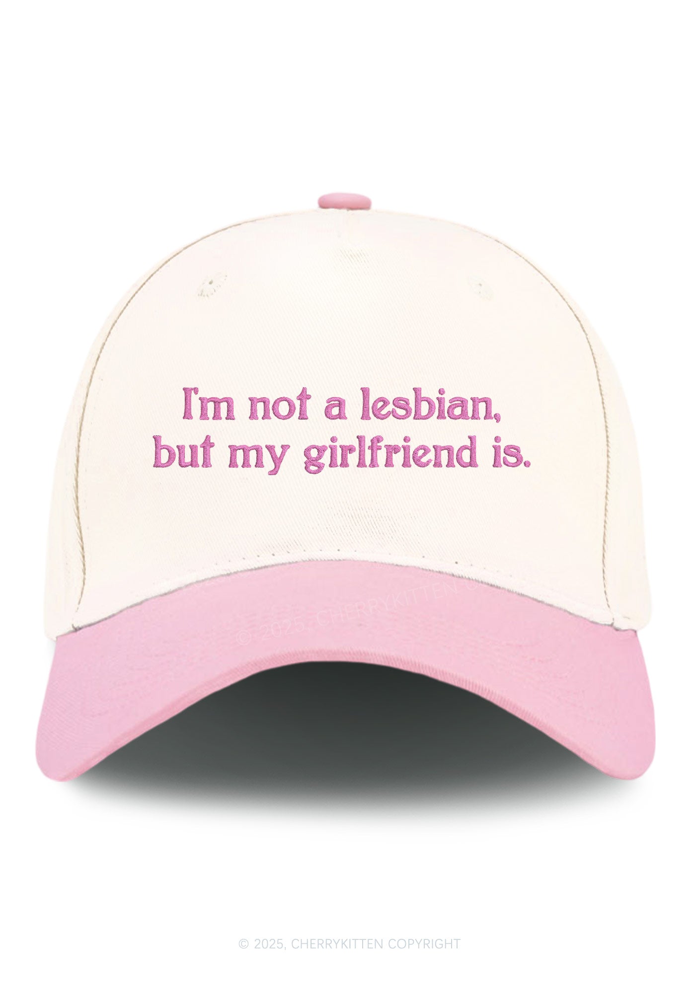 Embroidered My Girlfriend Is Lesbian Pride Y2K Color Block Baseball Cap Cherrykitten