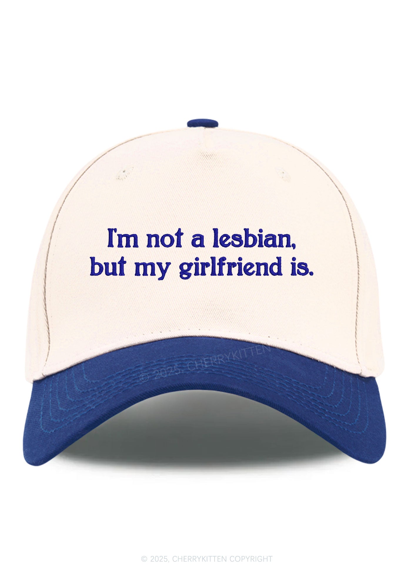 Embroidered My Girlfriend Is Lesbian Pride Y2K Color Block Baseball Cap Cherrykitten