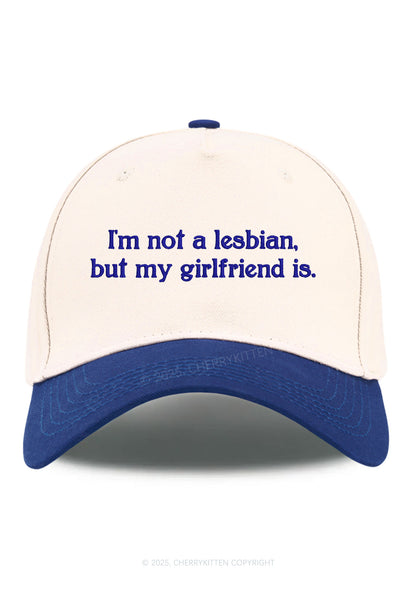 Embroidered My Girlfriend Is Lesbian Pride Y2K Color Block Baseball Cap Cherrykitten