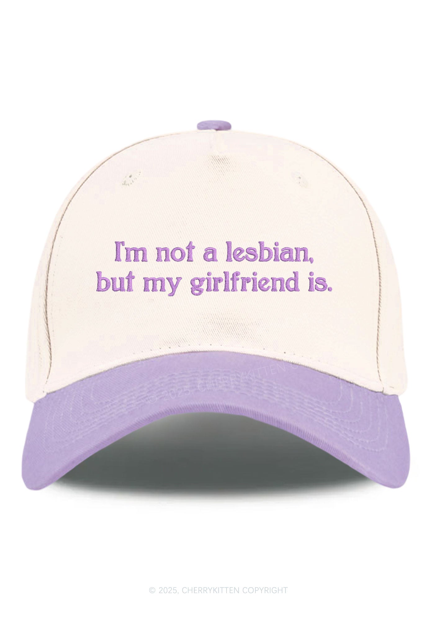 Embroidered My Girlfriend Is Lesbian Pride Y2K Color Block Baseball Cap Cherrykitten
