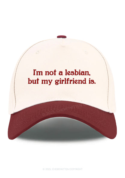Embroidered My Girlfriend Is Lesbian Pride Y2K Color Block Baseball Cap Cherrykitten