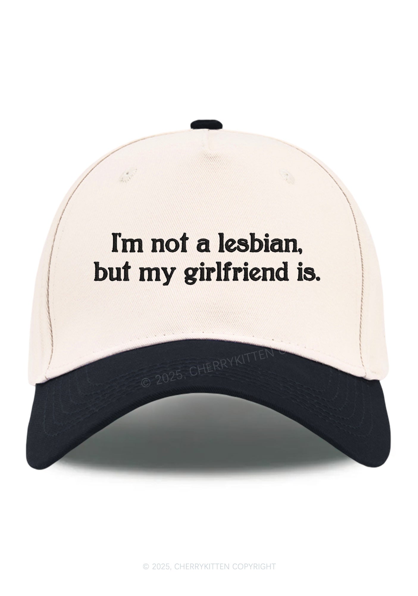 Embroidered My Girlfriend Is Lesbian Pride Y2K Color Block Baseball Cap Cherrykitten