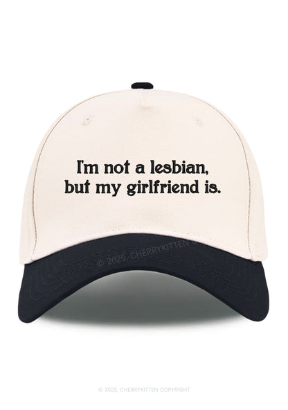 Embroidered My Girlfriend Is Lesbian Pride Y2K Color Block Baseball Cap Cherrykitten