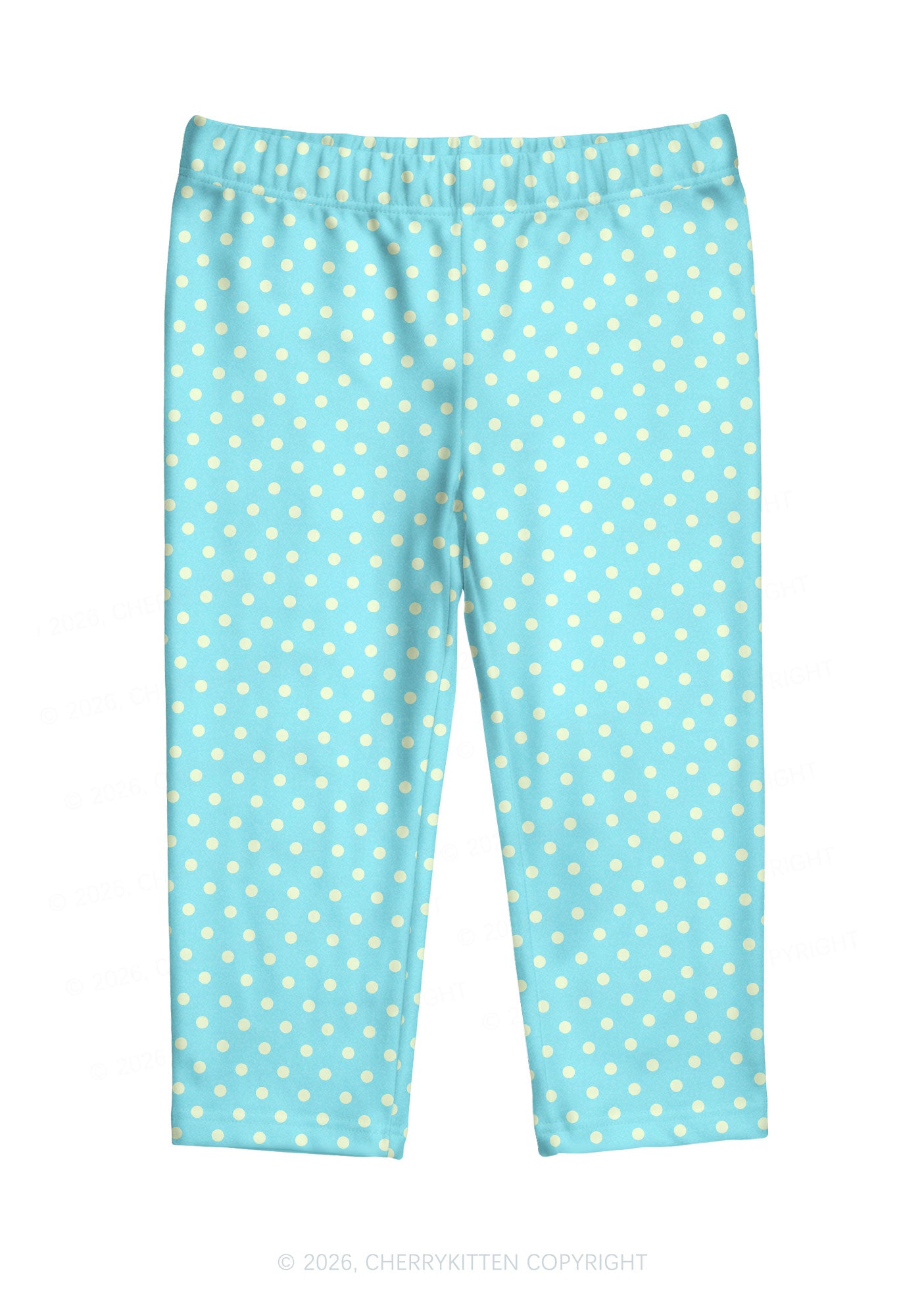Yellow Dots On Blue Y2K Print Capri Pants Cherrykitten