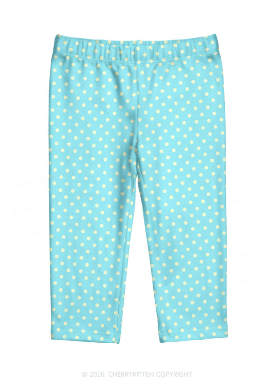 Yellow Dots On Blue Y2K Print Capri Pants Cherrykitten