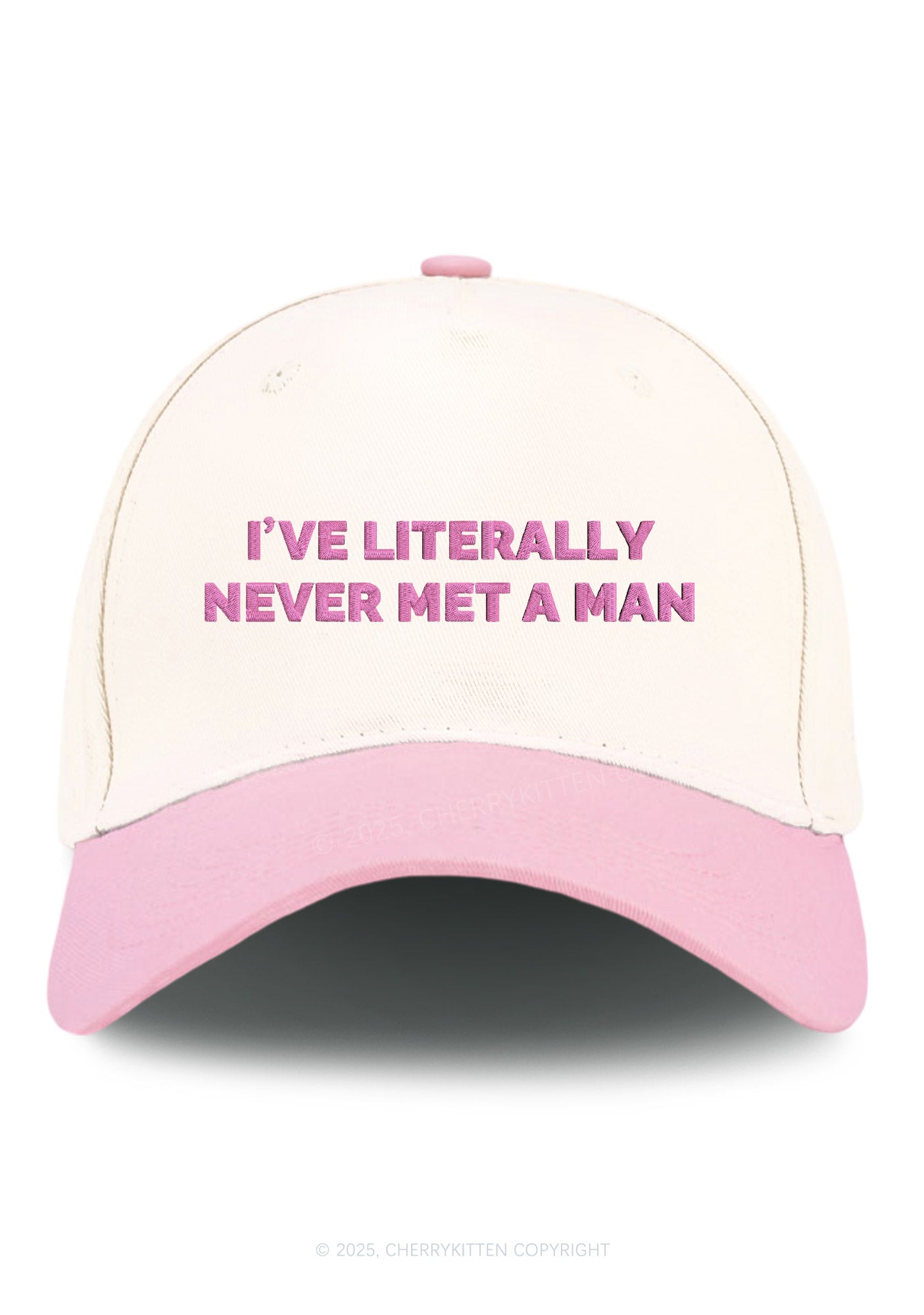 Embroidered Never Met A Man Pride Y2K Color Block Baseball Cap Cherrykitten