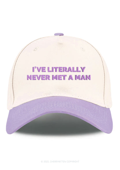 Embroidered Never Met A Man Pride Y2K Color Block Baseball Cap Cherrykitten
