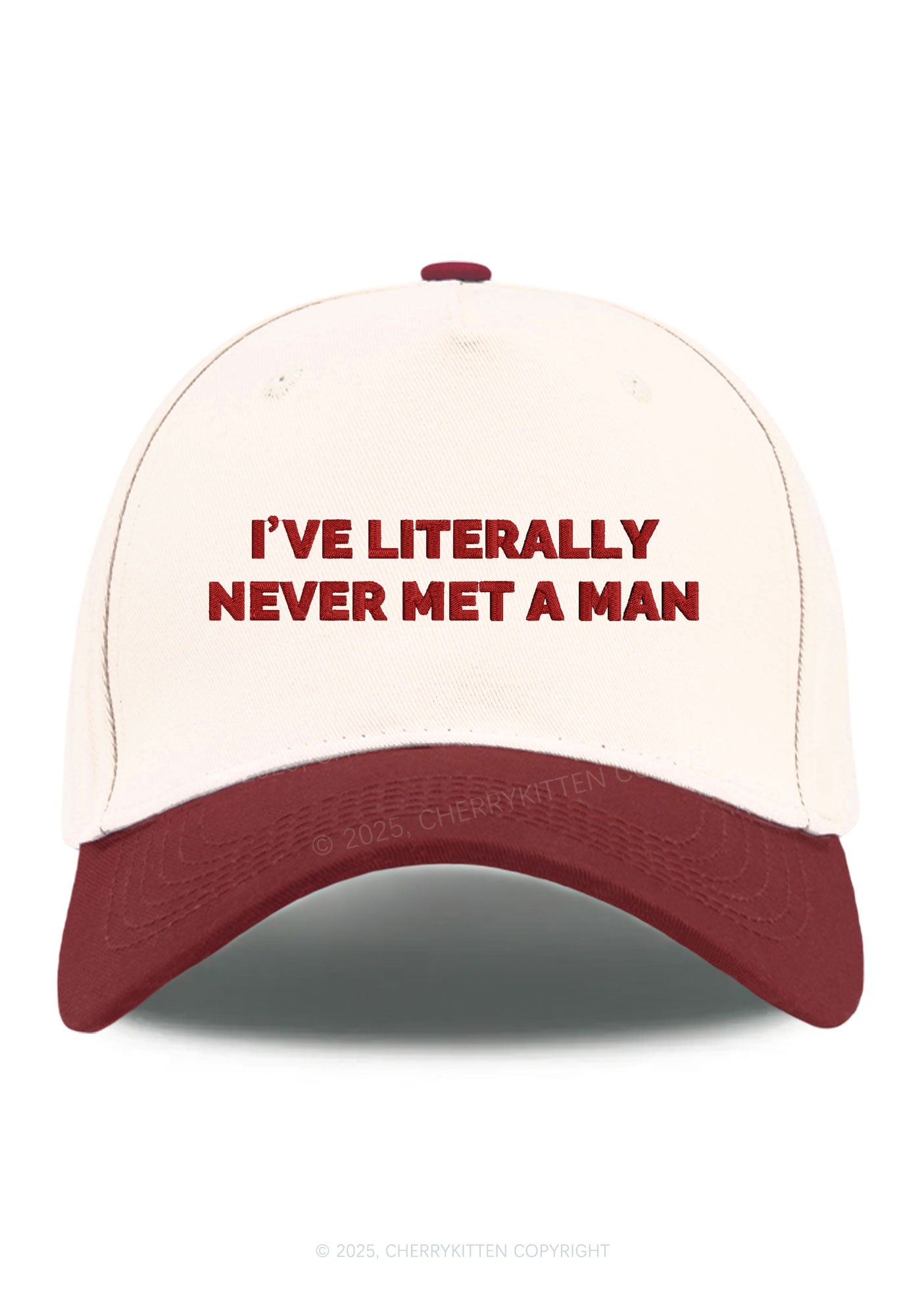Embroidered Never Met A Man Pride Y2K Color Block Baseball Cap Cherrykitten