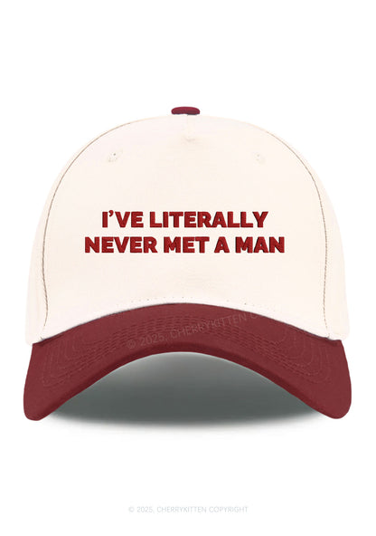 Embroidered Never Met A Man Pride Y2K Color Block Baseball Cap Cherrykitten