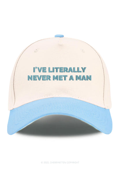 Embroidered Never Met A Man Pride Y2K Color Block Baseball Cap Cherrykitten